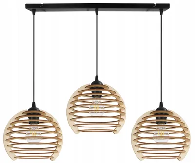 Image de Suspension, lustre, bois, abat-jour LED