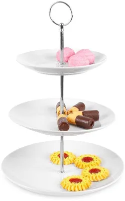 Produktbild von Dreieckige Etagère aus Porzellan, Weiß, 3 Ebenen