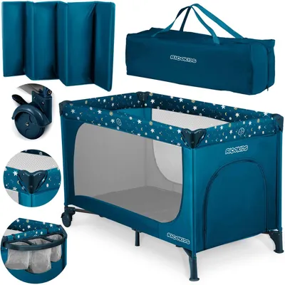 Obrázok produktu pre Cestovná postieľka + matrac + taška 125 x 65 x 78 cm RK-240 námornícka modrá