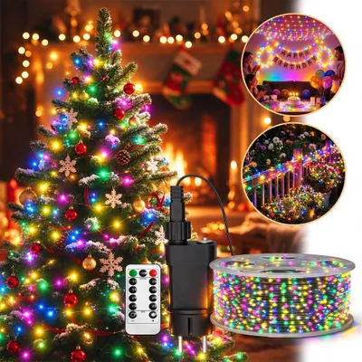 Image de NAIZY, guirlande lumineuse LED en fil de cuivre, 100 mètres, 1000 LED, multicolore, éclairage décoratif, idéal pour Noël, avec télécommande, minuterie et 8 modes d'éclairage