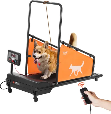 Image de Tapis roulant pour chiens VEVOR (adapté aux chiens de taille moyenne jusqu'à 90 kg), tapis roulant d'intérieur pour animaux domestiques avec écran LCD, tapis roulant pour chiens pour l'entraînement