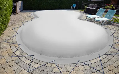 Produktbild von AirDeluxe® Aufblasbare achtform Poolabdeckung (Lichtgrau RAL7035, 4,70m x 3,00m) MIT elektr. Luftpumpe, Poolplane aus LKW Plane 680 g/m² (1360g/m²) - stabile Winter Abdeckung