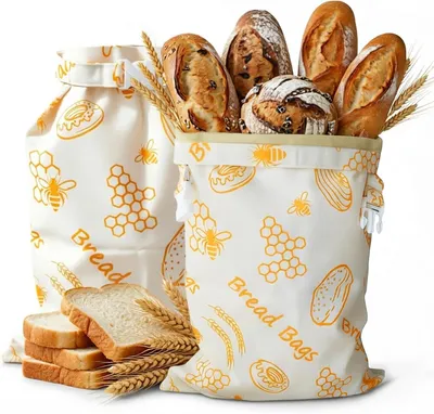 Produktbild von Bienenwachs Brotbeutel 2 Stück, Wiederverwendbare Brotbeutel Leinen 43×33cm