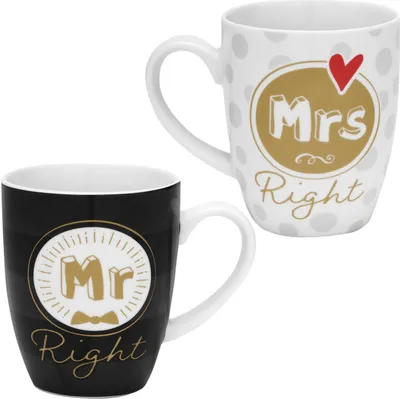 Produktbild von GRUSS & CO Tassen-Set Motiv Mr Right - Mrs Right"