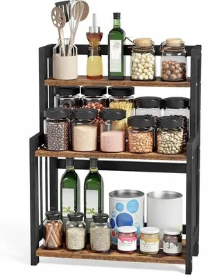 Produktbild von Famanu Küchenregal mit 3 Ebenen – Kräuterorganizer für Küche, Esszimmer oder Büro