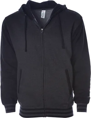 Produktbild von Independent IND45UVZ | Herren Heavyweight Varsity Zip Hood - Farbe: Charcoal Heather/Black - Größe: M