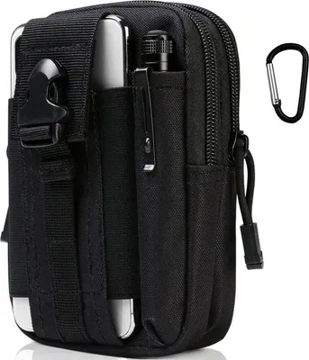 Image de Flintronic Sac banane tactique Molle Noir 1000D tissu Oxford 18x12x4cm