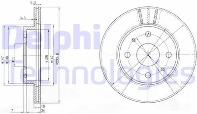 Produktbild von 2x DELPHI Bremsscheibe BG3555 für SUBARU JUSTY IV für DAIHATSU SIRION (M3_) 41mm