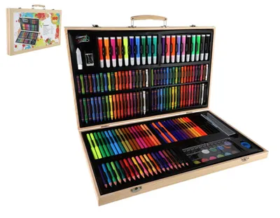 Produktbild von Malset – Art Box Kreativset, 180 Teile, im Holzkoffer (47 x 30 x 4,5 cm)