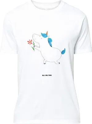 Produktbild von Mr. & Mrs. Panda Größe L T-Shirt Einhorn Blume - Weiß - Geschenk, Heiraten, Shirt, Liebe, Einhörner, mit Spruch, Ehepaar, Tshirt, Partner, Unicorn