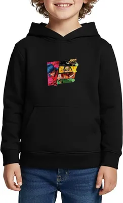 Produktbild von Spreadshirt Miraculous Superhelden Kinder Premium Hoodie, 158/164 (12 Jahre), Schwarz