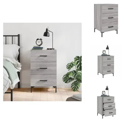 Obrázek produktu pro vidaXL Noční stolek Grey Sonoma 40x40x66 cm Materiál na bázi dřeva - Noční stolky