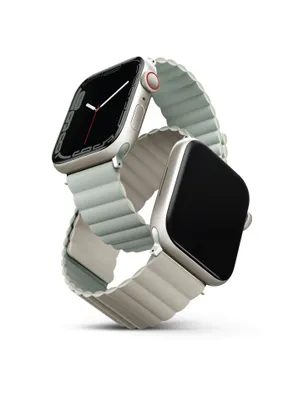 Obrázok produktu pre Uniq Revix, Popruh, Smartwatch, Béžová, Šalvia, Apple, Apple Watch 42/41/40mm, Silikón, Nerezová oceľ
