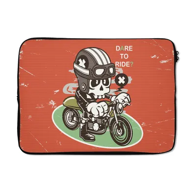 Produktbild von MuchoWow® Laptop Hülle 13 Zoll Vintage - Totenkopf - Motor Laptoptasche - Laptophülle - Sleeve - Rundumschutz