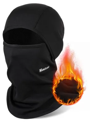 Productafbeelding van Wintermuts, balaclava, skimasker, voor heren en dames, fleecevoering, winddicht, ademend, zwart