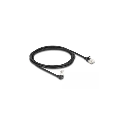 Produktbild von Delock - Netzwerkkabel - RJ-45 (M) nach unten abgewinkelt zu RJ-45 (M) gerade - 2 m - 4.5 mm - S/FTP - CAT 6a - geschirmt, halogenfrei - Schwarz
