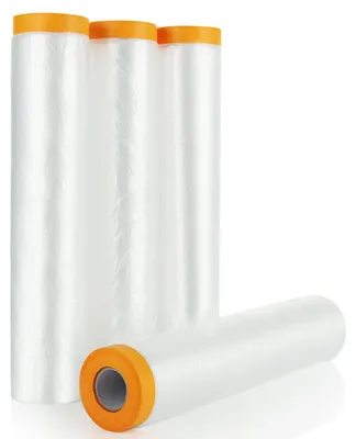 Obrázok produktu pre 4 rolky ochranných fólií, 240 cm x 20 m, priehľadná fólia na maľovanie s lepiacou páskou