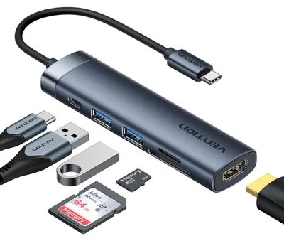 Productafbeelding van USB C PD Hub 100W, 6-in-1 dockingstation met HDMI 4K @30HZ