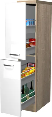 Produktbild von Demi Apothekerschrank Küche - 30 cm breit - Hochglanz Weiß Sonoma Eiche – Valencia