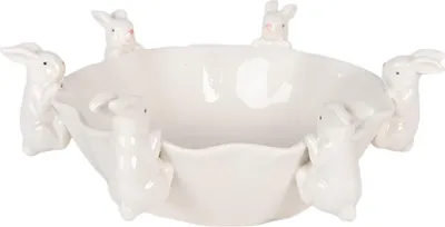 Zdjęcie produktu dla Clayre & Eef Miska dekoracyjna Królik 21x20x7 cm Biała ceramika