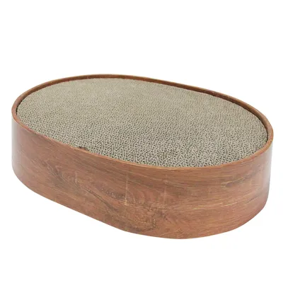 Produktbild von Katzenbett Kratzbrett Kratzpappe für Katzen 41×31×10 cm – Katzenkorb Katzenkissen inkl. 3 austauschbaren Kratzpads aus Pappe – Walnuss Braun
