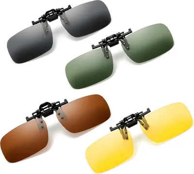 Produktbild von 4 Stk Sonnenbrille Aufsatz Clip,Überbrille Aufsatz Clip,UV Schutz klappbar Clip-Ons,UV400-Schutz,Sonnenbrille Aufsatz Clip für Frauen und Männer