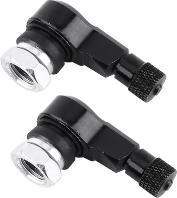 Image de 2pcs 11,3 mm Universel Moto Roues en aluminium Tiges de valve de pneu 90 degrés Noir