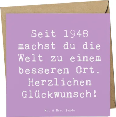 Produktbild von Mr. & Mrs. Panda Grußkarte Spruch 1948 Geburtstag - Lavendeltraum - Geschenk, faltkarte, Klappkarte, Jubiläum, Happy Birthday, positiver Einfluss, Geburtstagsgeschenk