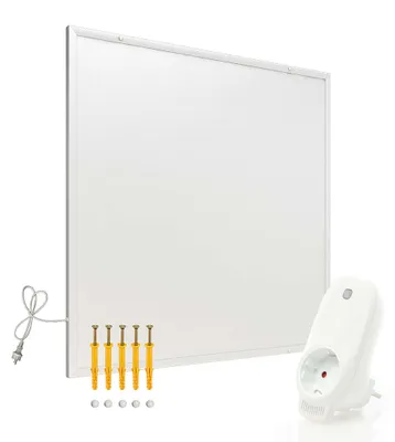 Obrázok produktu pre Infračervené vykurovacie panely 290 W, biele – energeticky úsporné, s Wi-Fi termostatom – 62 x 52 cm – na montáž na stenu