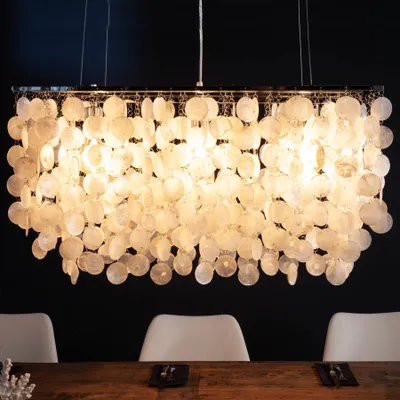 Produktbild von riess-ambiente Design Hängelampe SHELL REFLECTIONS 80cm Muschellampe Perlmutt Hängeleuchte Lampe Leuchte