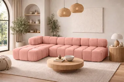 Produktbild von Kaiser Möbel Ecksofa Modulare L-Form, Veloursstoff Salvador, Rosa, Links, Selia
