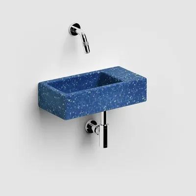 Immagine prodotto di Lavabo a muro Clou Flush 3 Ecorazzo, dimensioni 36 x 18 cm, con piano di appoggio a destra, senza foro per il rubinetto