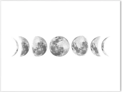 Image de Peinture sur toile Phases de la lune - Peinture murale pour la décoration de la maison (Whtie090-1)