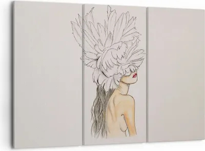 Produktbild von Bild auf Leinwand - Leinwandbild - 3 Teile - Mode Frau Zeichnung - 105x70cm - Wand Bild - Wanddeko - Wandbilder - Leinwanddruck - Bilder - Wanddekoration - Leinwand bilder - Wandbild - CE105x70-4873