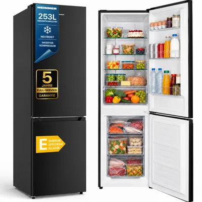 Produktbild von Heinner HCNF-HM253INVBKE++ Kühl-Gefrierkombination 253 L, No-Frost, Inverter, Wendetür, Schwarz