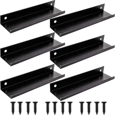 Produktbild von 6 Stück Möbelgriffe versteckte Schubladengriffe Schrankgriffe mit schwarzer Aluminiumoberfläche für Kleiderschrank, Schlafzimmer, Badezimmer (150 mm)