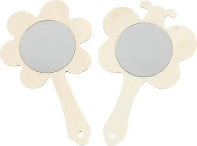 Produktbild von Creativ Company Holz-Handspiegel Blume und Schmetterling Set 20 Stück