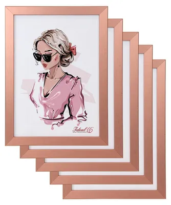 Produktbild von 3er 5er Pack Hekla Set Holzrahmen Foto Bilderrahmen Wanddeko Collage Poster Rahmen - Farbe: 5er Pack Bronze | Format: 29.7x42 A3