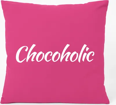 Produktbild von Huuraa Kissen Chocoholic Schriftzug 40x40cm mit Füllung Fuchsia Baumwolle Dekokissen Geschenkidee