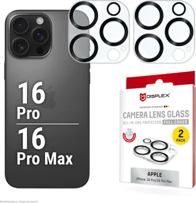 Produktbild von DISPLEX Kamera-Schutzglas iPhone 16 Pro/16 Pro Max, 2 Stück
