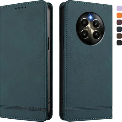 Immagine prodotto di Custodia per Realme 12 Pro/Realme 12 Pro+, custodia retro in Finto cuoio con supporto e slot per carte Verde