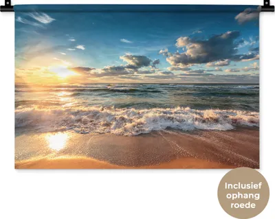Produktbild von MuchoWow® Wandteppich Wandbehang Strand - Meer - Sonnenuntergang 60x40 cm Tapisserie Dekoration Wandtuch - Wanddekorationen