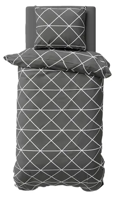 Produktbild von Bettwäsche 135x200 cm Baumwolle Renforce Bettbezug Garnitur Set Triangle Dreieck Anthrazit 2 teilig