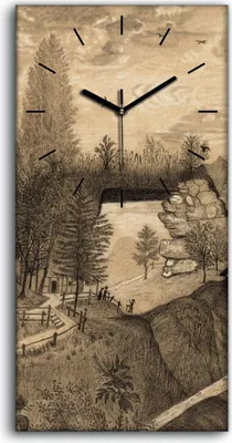 Produktbild von Wanduhr Uhr Wandbild Leinwand 30x60 Malerei Wald Bäume Zeichnung Kunst - schwarze Hände