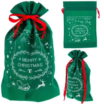 Imagen del producto de Bolsa para regalo de Navidad, bolsa ecológica, envoltorio verde