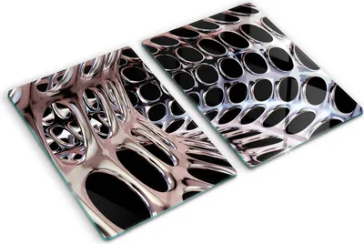 Produktbild von Tulup Glas Herdabdeckplatte - 2x40x52 cm - Glaskeramikkochfeld-Abdeckung Spritzschutz Glasabdeckplatte Kochplattenabdeckung und Schneidebrett - Zweiteilig - Kunst: modern & klassisch - Metalltunnel - Silber