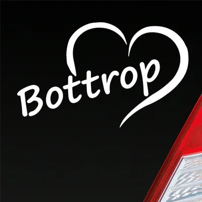 Produktbild von Auto Aufkleber Bottrop Ruhrgebiet Herz Stadt City Love Liebe 13x8 cm Weiss Glanz Sticker Heckscheibenaufkleber