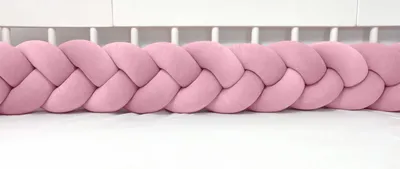Produktbild von Bettschlange geflochten Velours 400 cm – Pink | Bettumrandung Babybett Nestchen | Letino