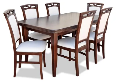 Produktbild von Klassischer Tisch Esstisch Holz Esszimmer Garnitur 6x Stuhl Set Stühle Lehn 7tlg