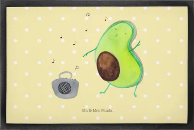 Produktbild von Mr. & Mrs. Panda Schmutzfangmatte Avocado Tanzen 50 x 75 cm - Gelb Pastell - Geschenk, Singen, Fröhlich, Musik, Türvorleger, Bodenvorleger, Fussmatte, fußmatte, Party